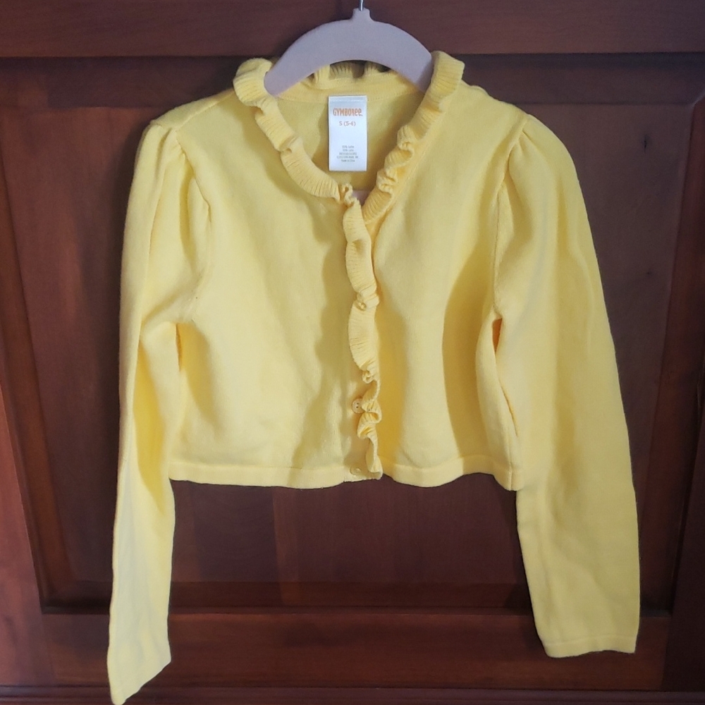 Gymboree sweater Yellow Ruffle Cardigan size 5-6